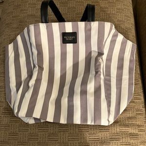Victoria Secret gray/white striped tote